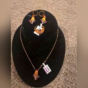 21kgp Dubai Elegant Gold and Pink Jewelry Set
